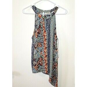 Monteau Floral Asymmetrical Halter Top Sz Juniors Large